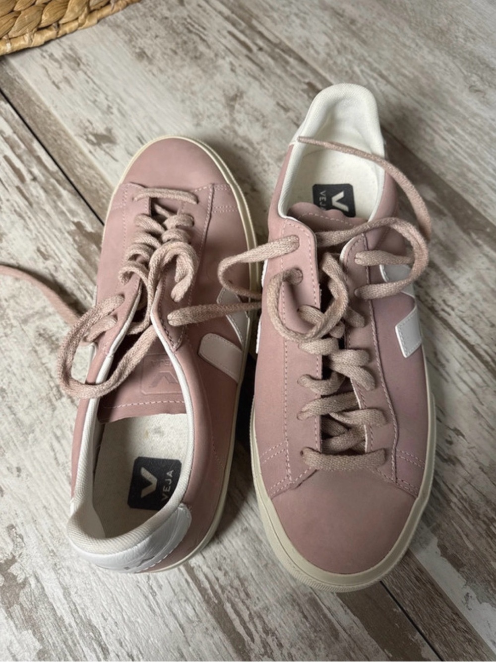 Veja Pink Low-Top Leather Sneakers for Women